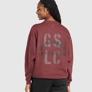 Women’s Gymshark Built Oversized Sweatshirt. Color: Washed Burgundy, Size:L